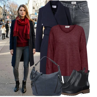 Dlouhé Outfit s Šedá/Světle šedá/Tmavě šedá Kožená bunda/Zimní bunda/Kotníková Bota/Džíny s Nízkým Sedem/Kožené Boty/Kožená Pánská Bund/Slim Fit Džíny/Termální Džíny/Motorkářské Džíny/Push up Džín/Džíny s Rozparkem Only "Módní vzhled na podzim"