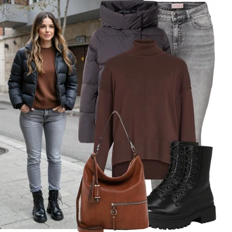 Gotický Outfit s Černá Šněrovací Kotníková Bota/Bojová Bota/Bota na Platformě/Šněrovací Kozačka na Platformě About You "Módní vzhled na podzim"Look: Gotický, Metal, Venkovní, Techno