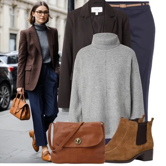 so sponou Outfit s Šedá/Černá/Tmavě šedá/Hnědá/Tmavě hnědá Kožená bunda/Kožená Pánská Bund/Blejzrové Bund/Boyfriend Sako/Oversize Sako/Kožená bunda pro muže/Elegantní Sako Vila "Módní vzhled na podzim"