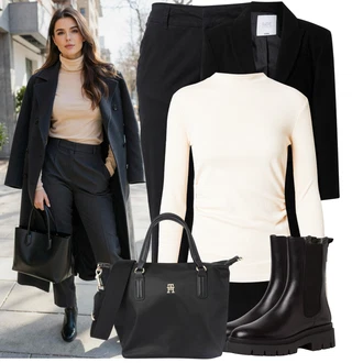 Outfit s Hnědá/Černá/Tmavě hnědá/Fialová Bota Chelsea Boty Tamaris "Módní vzhled na podzim" Outfit s Hnědá/Černá/Tmavě hnědá/Fialová Bota Chelsea Boty Tamaris "Módní vzhled na podzim"