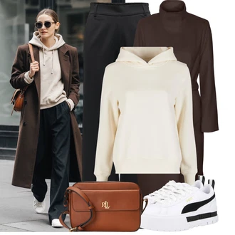 Retro Outfit s Hnědá/Červená/Zlatý Nezařazené Polo Ralph Lauren "Módní vzhled na podzim"Look: Rad, Princezny, Punk, Preppy, Italský, Retro