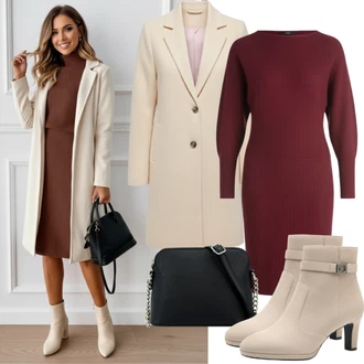 Outfit s Khaki/Béžová Přechodový Kabát/Vlněný Fleecový Kabát/Lodenový kabát/Lehký Kabát/Midi Kabát/Vintage Kabát/Kašmírový Kabát/Zimní Kabát Vlněný kabát Only "Módní vzhled pro podzim"