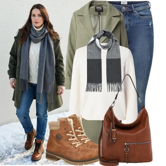 Klasické Koncert Outfit s Khaki/Tmavě zelená/Světle zelená/Zelená Přechodový Kabát/Kašmírový Kabát/Vlněný Kabát/Vlněný kabát/Midi Kabát/Lodenový kabát river island "Nápadný look na zimu"Look: Klasické, Mom, Kancelář, Old Money, Příliš oblečený, Chytrý příležitostný, Univerzitní, Bar, Koncert, Den matek, Škola