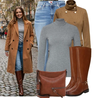 Dlouhé Outfit s Světle modrá/Modrá Kožená bunda/Kožená Pánská Bund/Navlékací džíny/Kotníková Bota/Kožené Boty/Džíny s Dírou/Džín s Nízkým Pasem/Džíny s Nízkým Sedem/Džíny s Rozparkem/Push up Džín Tommy Jeans "Nápadný look na zimu"