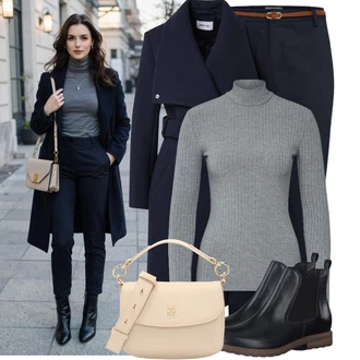 Outfit s Šedá/Světle šedá/Tmavě šedá/Fialová/Hnědá Krátký Top/Pletený top/Pletené tričko/Krátký Top/Roláková Košile Edited "Nápadný look na zimu"