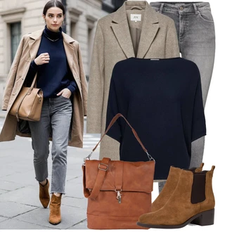 Outfit s Šedá/Světle šedá/Tmavě šedá Kožená bunda/Džíny s Rozparkem/Slim Fit Džíny/Džíny s Nízkým Sedem/Kožené Boty/Motorkářské Džíny/High Waist Džínové Kalhoty/Termální Džíny/Zimní bunda/Push up Džín Only "Outfit na podzim"