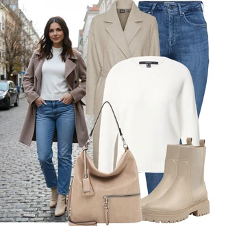 Outfit s Hnědá/Khaki/Béžová/Šedá VERO MODA "Outfit na podzim"