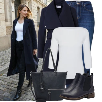 90tá léta Outfit s Modrá/Tmavě modrá/Světle modrá Kožená bunda/Dámské Džíny s Délkou 7/8/High Waist Džínové Kalhoty/Push up Džín/Slim Fit Džíny/Navlékací džíny/Kožené Boty/Termální Džíny/Kožená Pánská Bund/Zimní bunda Tommy Hilfiger "Outfit na podzim"Look: Styl, 90tá léta, Cool, Krásný, Old Money, Skromné