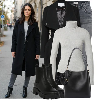 Dlouhé Outfit s Šedá/Světle šedá/Tmavě šedá Kožená bunda/Zimní bunda/Kotníková Bota/Džíny s Nízkým Sedem/Kožené Boty/Kožená Pánská Bund/Slim Fit Džíny/Termální Džíny/Motorkářské Džíny/Push up Džín/Džíny s Rozparkem Only "Outfit na podzim"