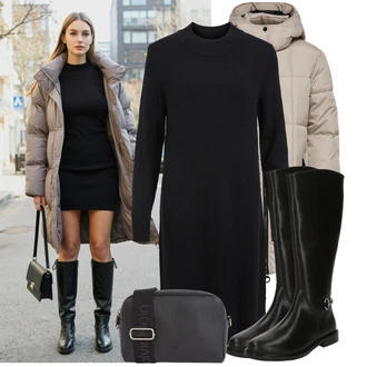 Svatební host Outfit s Černá Zimní Pletené Šaty/Svetrové Šaty/Šaty S Rolákem/Dlouhé pletené šaty/Pouzdrové Šaty S Dlouhým Rukávem Vila "Perfekt na podzim"