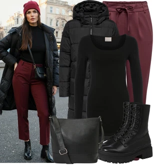 Výstřih na zádech Outfit s Černá Dlouhý top/Dlouhá košile VERO MODA "Perfektní na zimu"