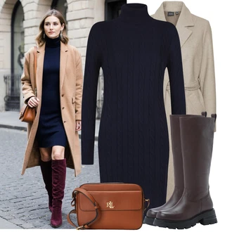 Outfit s Hnědá/Khaki/Béžová/Šedá VERO MODA "Perfektní na zimu"