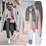 Outfity se šedými oblekovými kalhotami image