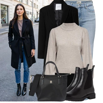 Outfity pro baculky Šik s Černá/Fialová/Růžová Obchodní Taška/Shopper taška/Taška/Brašna/Kancelářská Taška Tommy Hilfiger "Podzimní Look"Look: Rad, Šik, Cool, Elegantní, Kancelář, Premium, Preppy, Princezny