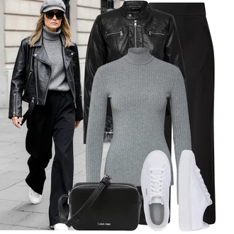 Narozeniny Léto Outfit s Šedá/Světle šedá/Tmavě šedá/Fialová/Hnědá Krátký Top/Pletený top/Pletené tričko/Krátký top/Roláková Košile Edited "Podzimní Look"Look: 18. narozeniny, Koncert, Chatky, Škola, Zvláštní příležitosti, Narozeniny