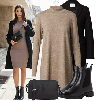 Svatební host Outfit s Béžová/Hnědá/Šedá/Khaki Edited "Podzimní Look"