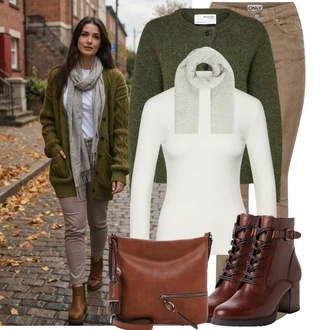 Narozeniny Léto Outfit s Fialová/Bílá/Hnědá/Zelená/Černá Pletený top/Pletené tričko/Roláková Košile Edited "Podzimní outfit na volný čas"Look: Bar, 18. narozeniny, Banka, Koncert, Biřmování, Galavečer, Škola, Narozeniny