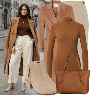 Outfity pro zábavu Kůže s Hnědá/Béžová/Khaki Kožená kotníková bota/Letní kotníková kozačka/Kozačka se zipem/Kotníková Bota s Podšívkou/Plochá Kotníková Bota About You "Podzimní outfit na volný čas"