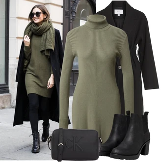 Moderní Matka nevěsty Outfit s Černá Přechodový Kabát/Vlněný kabát/Midi Kabát/Kašmírový Kabát/Trenčkot/Trenčkot/Dlouhý kabát/Letní Kabát/Vlněný Kabát Vila "Podzimní outfit na volný čas"Look: Klasické, Šik, Cool, Francouzské, Moderní, Kancelář, Příliš oblečený, Univerzitní, Old Money