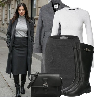 Outfit s Černá/Hnědá Pánská taška/Obchodní Taška/Klasická Taška Přes Rameno/Kancelářská Taška/Brašna About You "Podzimní outfit na volný čas"