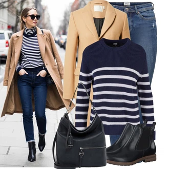 Outfit s Modrá/Tmavě Modrá/Světle Modrá Kožená bunda/Navlékací džíny/Kožené bundy/Džíny s Nízkým Sedem/Džín s Nízkým Pasem/Džíny s Dírou/Džíny s Rozparkem/Push up Džín/Kožené Boty/Kotníková Bota Only "Podzimní outfit na volný čas"