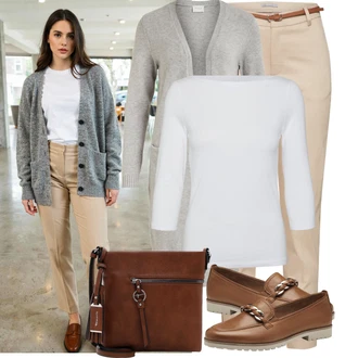 Narozeniny Léto Outfit s Béžová/Khaki Kalhoty se Štěrbinou/Úzká Kalhoty/Ležérní Kalhoty/Obleková Kalhoty/Twillová Kalhoty/Business Kalhoty/Kalhoty s Vysokým Pasem/Skinny Kalhoty B.young "Podzimní outfit na volný čas"Look: Bar, 30. narozeniny, Den na pláži, Koncert, Firemní večírek, Chatky, Den matek, Škola, 40. narozeniny, Narozeniny, 18. narozeniny