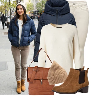 Outfit s Bílá/Béžová/Khaki Kožená bunda/Kožené Boty/Slim Fit Džíny/Džíny s Nízkým Sedem/Push up Džín/Džín s Nízkým Pasem/Termální Džíny/Džíny s Rozparkem/Motorkářské Džíny Only "Podzimní outfit na volný čas"