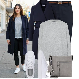 Potisk loga Outfit s Bílá Nízká Teniska/Teniska s dírkovaným vzorem/Úzká teniska/Teniska na platformě Puma "Podzimní outfit na volný čas"