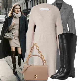 Šik Od 50 let Outfit s Béžová/Hnědá/Fialová Bagetová taška/Taška/Dopisová peněženka/Malá Taška/Brašna/Sportovní Taška Přes Rameno Seidenfelt Manufaktur "Stylové kombinace pro volný čas"Look: Rad, Burleska, Šik, Elegantní, Slavnostní, Romantický