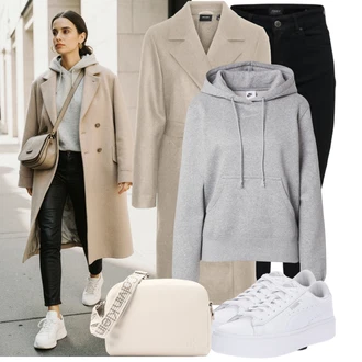 Outfit s Béžová/Krémová/Bílá Taška Přes Rameno/Pánská Taška/Taška/Klasická Taška Přes Rameno/Taška pro diabetiky/Malá Taška/Brašna/Sportovní Taška Přes Rameno Calvin Klein "Stylové kombinace pro volný čas"