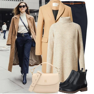 Outfit s Béžová Bagetová Taška/Klasická Taška Přes Rameno/Dopisová peněženka/Malá Taška/Brašna/Sportovní Taška Přes Rameno Tommy Hilfiger "Stylové kombinace pro volný čas"