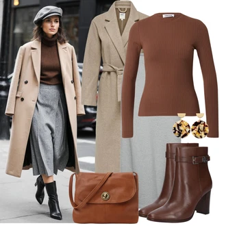 Retro Outfit s Hnědá/Zlatý/Žlutá Visací/Sponka do ucha Fräulein Wunder "Stylové kombinace pro volný čas"Look: Styl, Cool, Jazz, Krásný, Retro, 80tá léta