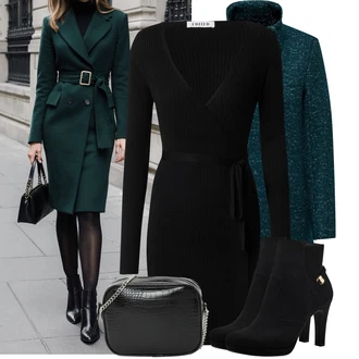 Outfit s Zelená/Tyrkysový/Tmavě Zelená Kabát z Kabanosu/Tweedový Kabát/Kabát Bouclé/Lodenový Kabát Only "Stylové kombinace pro volný čas"