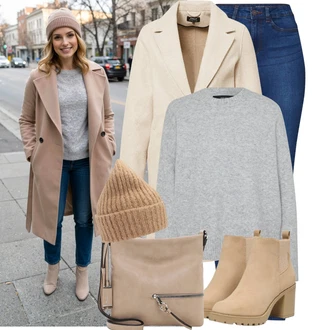 Klasické Koncert Outfit s Khaki/Béžová Přechodový Kabát/Vlněný Fleecový Kabát/Lodenový kabát/Lehký Kabát/Midi Kabát/Vintage Kabát/Kašmírový Kabát/Vlněný kabát Only "Stylový zimní outfity"Look: Klasické, Business, Moderní, Kancelář, Chytrý příležitostný, Univerzitní, Bar, Křest, Koncert, Den matek, Škola, Valentýn