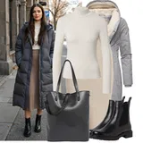 Teplé Zimní Kabáty z Vlny a Hedvábí Outfity image