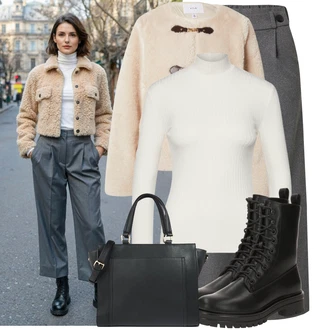 Outfit s Černá/Tmavě zelená Páska s Kapsou/Pouzdro/Náhrdelník Collier About You "Stylový zimní outfity"