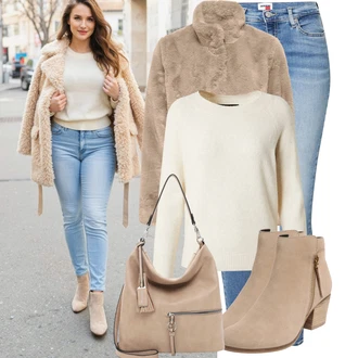 Dlouhé Outfit s Světle modrá/Modrá Kožená bunda/Kožená Pánská Bund/Navlékací džíny/Kotníková Bota/Kožené Boty/Džíny s Dírou/Džín s Nízkým Pasem/Džíny s Nízkým Sedem/Džíny s Rozparkem/Push up Džín Tommy Jeans "Stylový zimní outfity"