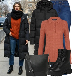 Krásný Outfit s Modrá/Světle modrá/Tmavě modrá Džínové Legíny/Jeggings Noisy may "Stylový zimní outfity"Look: 90tá léta, Cool, Krásný, Old Money, Bezešvé, Skromné