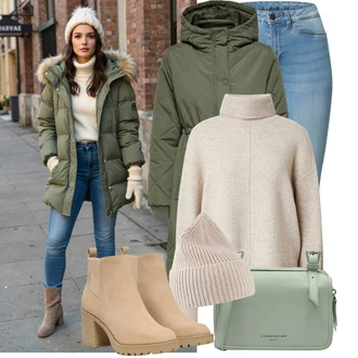 Klasické Koncert Outfit s Světle zelená/Zelená Taška Přes Rameno/Taška/Klasická Taška Přes Rameno/Malá Taška/Brašna/Sportovní Taška Přes Rameno Liebeskind Berlin "Trendový zimní vzhled"Look: Rad, Klasické, Extravagantní, Námořní, Krásný, Kancelář, Nadrozměrné, Premium, Retro, Vintage, Malle, Bar, Coachella, Koncert, Elektro, Den matek, Škola