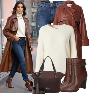 Potisk loga Outfit s Vínová/Hnědá/Tmavě hnědá/Tmavě červená Taška Přes Rameno/Obchodní Taška/Taška/Plenková taška/Kancelářská Taška/Brašna/Sportovní Taška Přes Rameno Tamaris "Vkusný podzimní outfit"