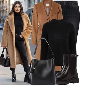 Dlouhé Outfit s Černá/Šedá/Tmavě šedá Kožená bunda/Termální Džíny/Slim Fit Džíny/Zimní bunda/Push up Džín/Motorkářské Džíny/Kožené Boty/High Waist Džínové Kalhoty/Džíny s Rozparkem Only "Zimní Outfity"