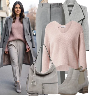 Outfit s Růžová Svetry 2 v 1/Basic Svetr/Svetr Carmen/Crop Svetr/Svetr s Výstřihem/Svetr z Jemné Pleteniny/Pletený Svetr/Mohair Pullover/Jednoduchý Svetr/Svetr s přehozem About You "Vkusný podzimní outfit"