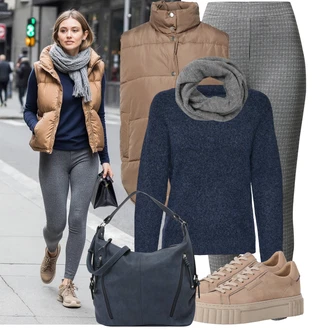 Outfit s Modrá/Tmavě modrá Velká Taška/Taška/Taška Přes Rameno/Brašna/Sportovní Taška Přes Rameno Tom Tailor "Vkusný podzimní outfit"