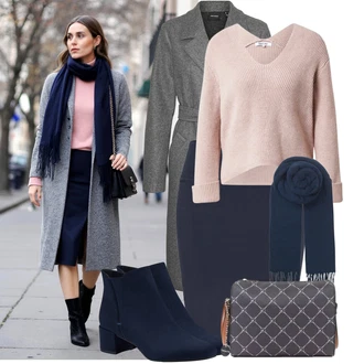 Outfit s Tmavě šedá/Šedá/Modrá Taška Ledvinka/Shopper/Women's Cosmetic Bags/Klasická Taška Přes Rameno/Dopisová peněženka/Taška Na Notebook/Taška na telefon/Kosmetická Taštička Tamaris "Vkusný podzimní outfit"