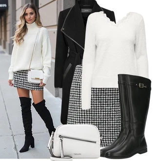 Svatební host Outfit s Hnědá/Bílá/Krémová/Fialová Edited "Vkusný podzimní outfit"