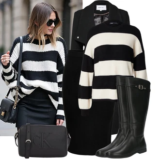 Outfity pro matriční úřad s Černá Tužková Sukně/Midi Sukně/Sukně do Délky Lýtka/Pletená Sukně Only "Vkusný podzimní outfit"