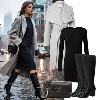 Kulatý výstřih Outfit s Černá Edited "Elegantní zimní outfit"