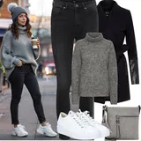Šedé VERO MODA High Waist Džíny Outfity image