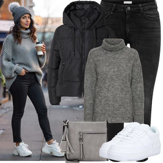 Hip Hop Outfit s Bílá/Modrá Skate Bota/Nízká Teniska/Teniska na platformě/Kožené tenisky Nike Sportswear "Podzimní Outfity"Look: Estetika, Bad Taste, Hip Hop, Skater, Sportovní, Unisex