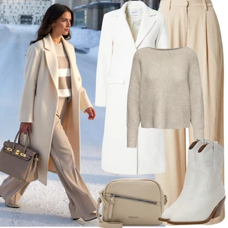 Outfit s Béžová/Oranžová/Hnědá/Khaki Plisovaná kalhoty/Kalhoty s Vysokým Pasem/Lněné Kalhoty/Marlene Kalhoty/Palazzo Kalhoty/Tradiční Kalhoty/Široká Kalhoty/Kalhoty s nášivkou uprostřed/Kalhoty se Štěrbinou/Mušelínové kalhoty Leger by Lena Gercke "Podzimní Outfity"